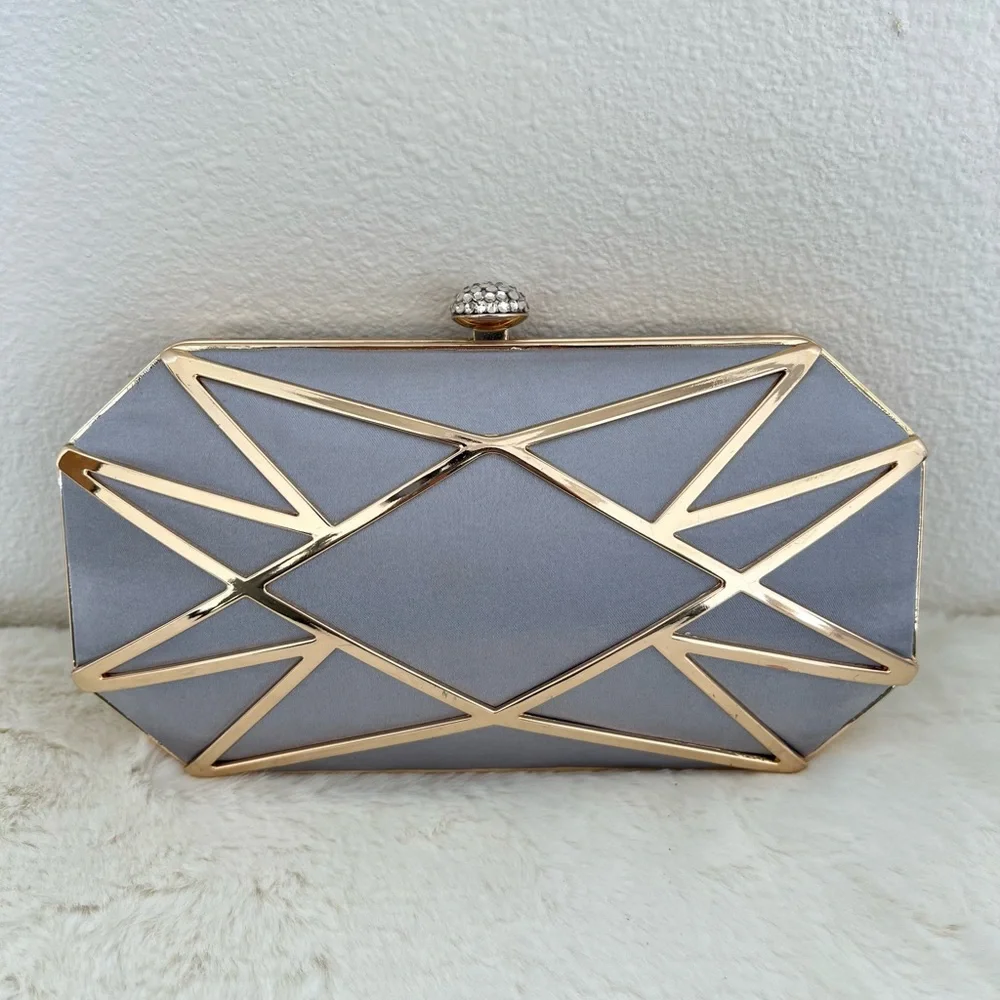 Inc International Concepts Alea Geometric Clutch Silver Gold Crossbody - Picture 3 of 9